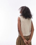 knitted relaxed chunky waistcoat in stone