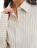 fitted stripe shirt in ecru