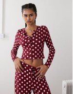 button up co-ord in polka dot